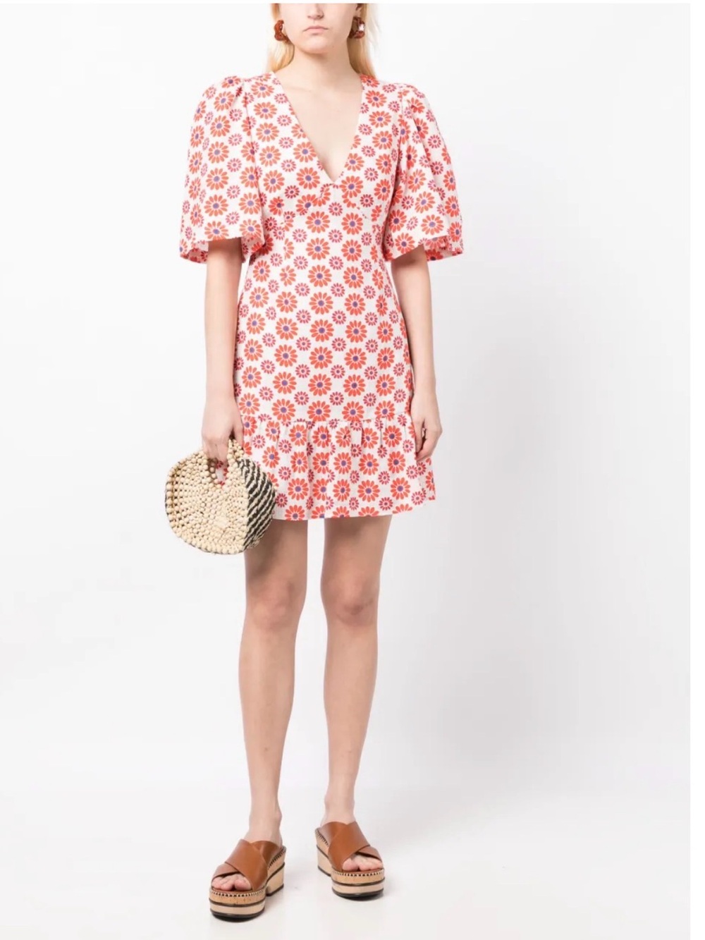 RHODE Mariana Linen Mini Dress Retro Fleur Floral NWT Size 0
